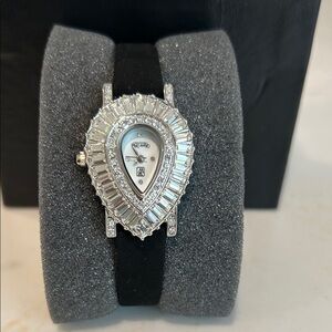 Victoria Wieck Silver Watch with Black Strap